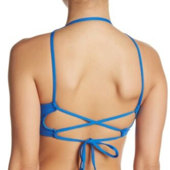 Tommy Bahama Pearl High Neck Bra Bikini Top in Cobalt Sea - Picture 2 of 6